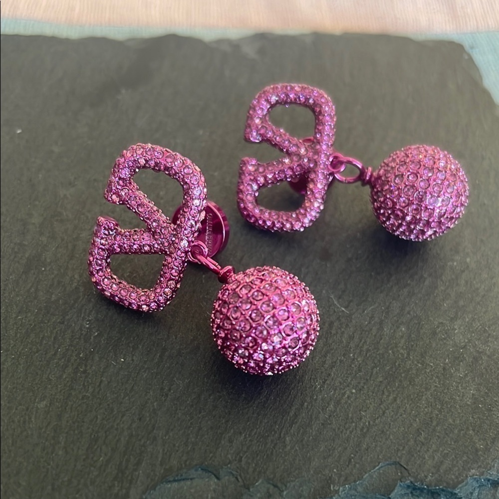 VALENTINO Chic Pink Beaded Drop Earrings